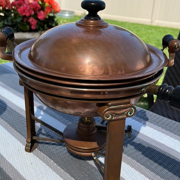 Vintage Chafing Dish Copper  S Sternau & Co New York Trade Mark - Picture 1 of 16